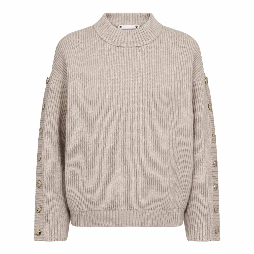 Co'Couture Row Button Sleeve Knit Bone
