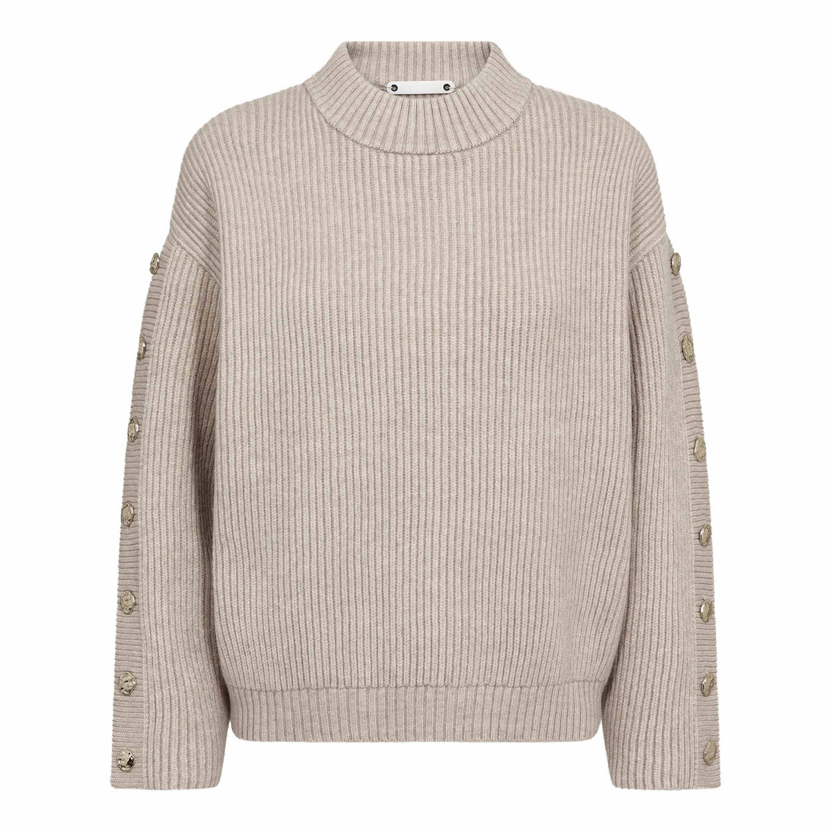 Co'Couture Row Button Sleeve Knit Bone