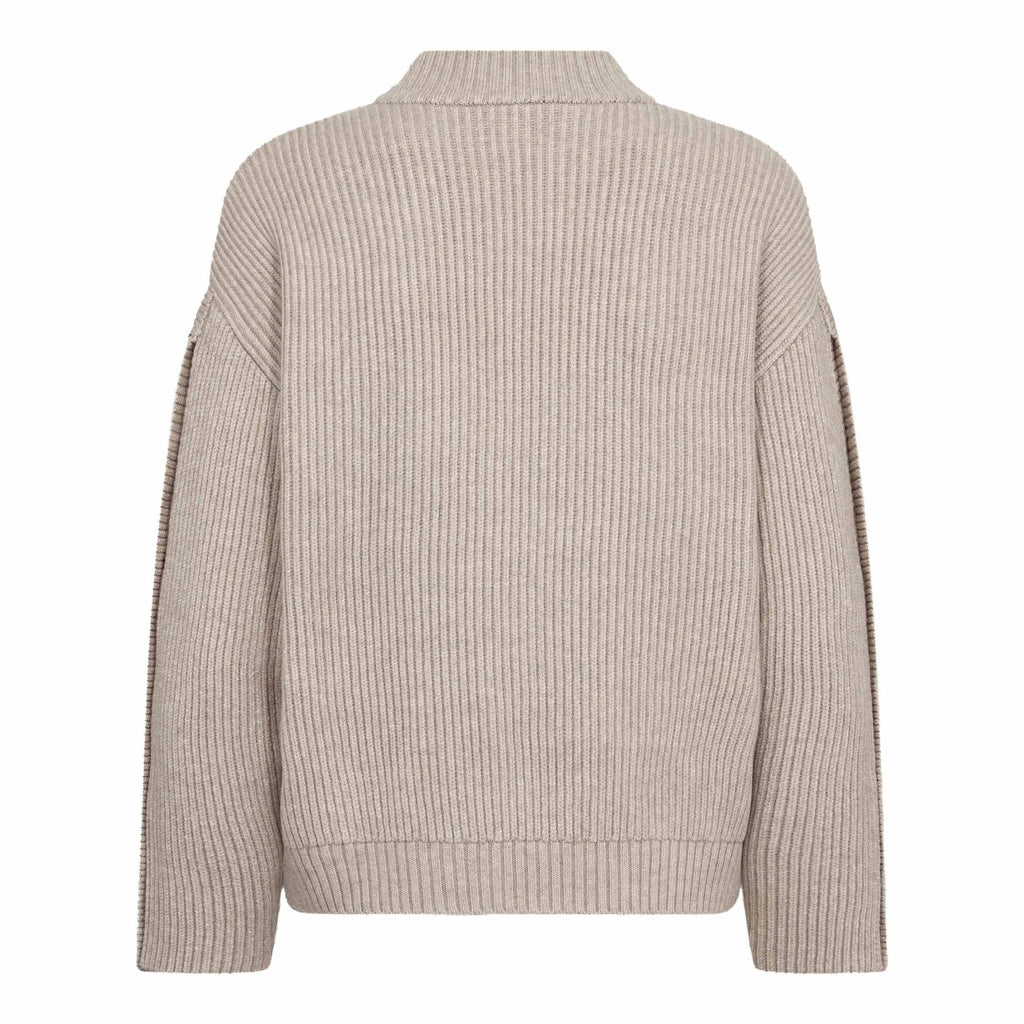 Co'Couture Row Button Sleeve Knit Bone
