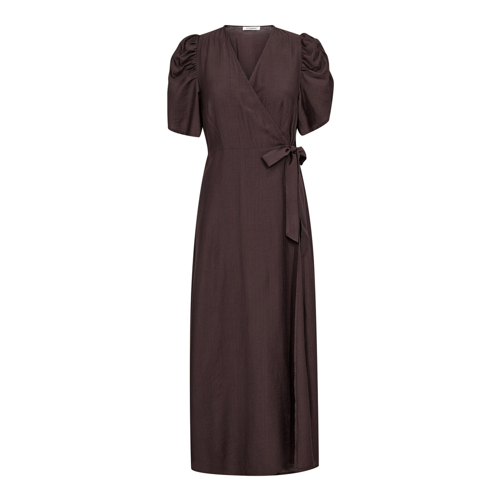 Co'Couture Hera SS Wrap Dress Dark Brown