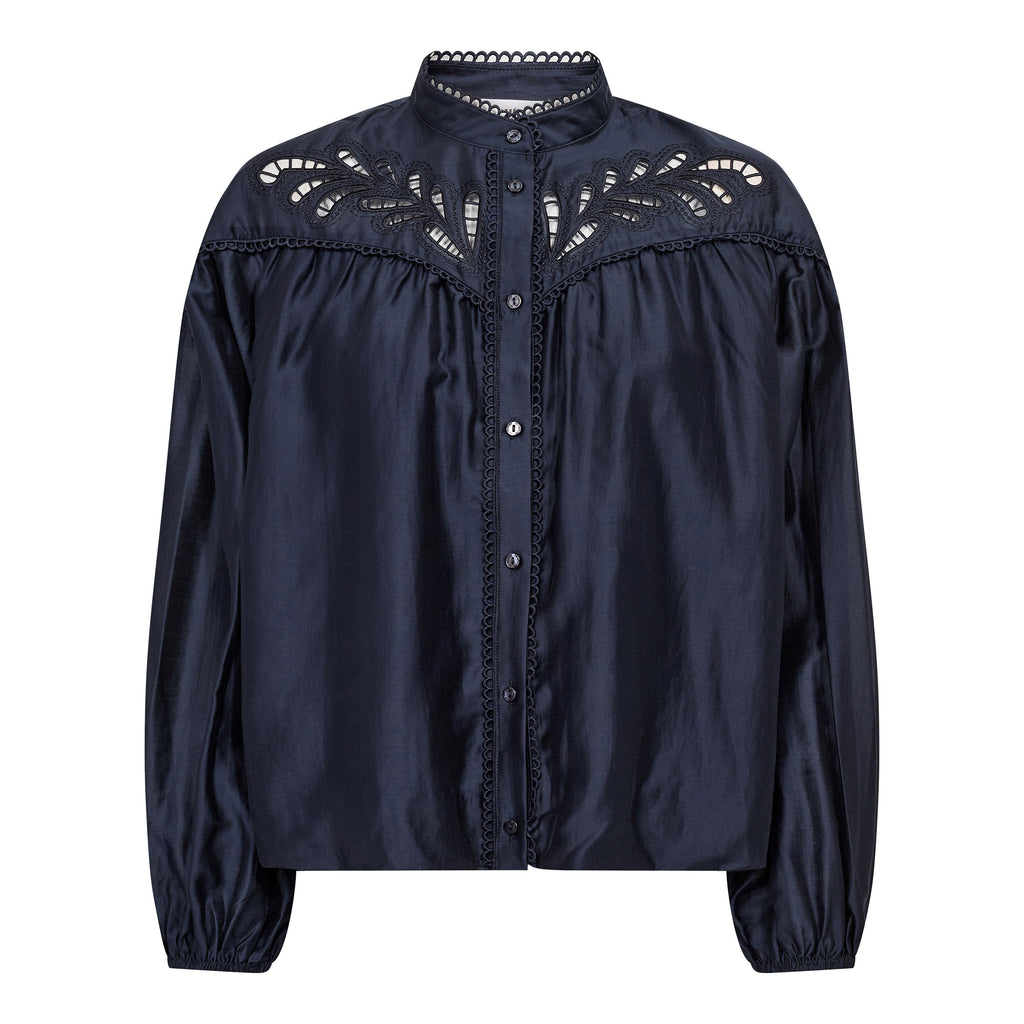 Co'Couture Melin Balloon Lace Shirt Navy
