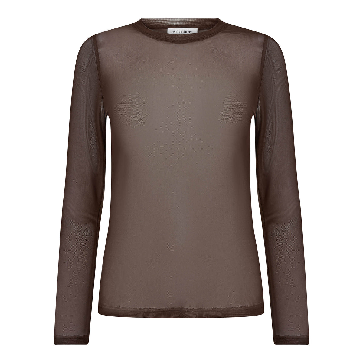 Co'Couture Mesh O-neck Blouse Brown