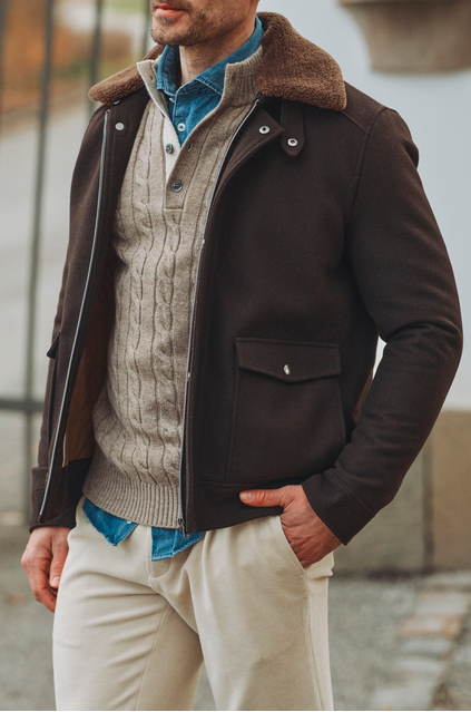 Born With Appetite Duke Short Woolen Outdoor Jacket Brown