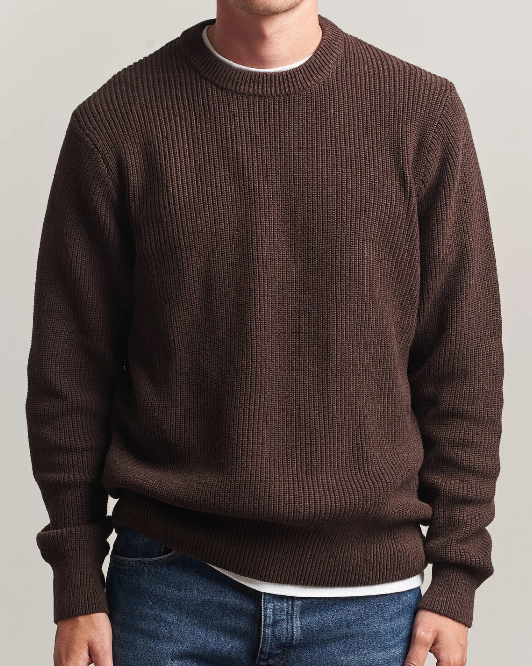 Les Deux Rib Crewneck Knit Molé Brown