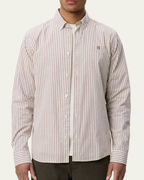Les Deux Light Oxford Striped Shirt Chocolate Truffle Red