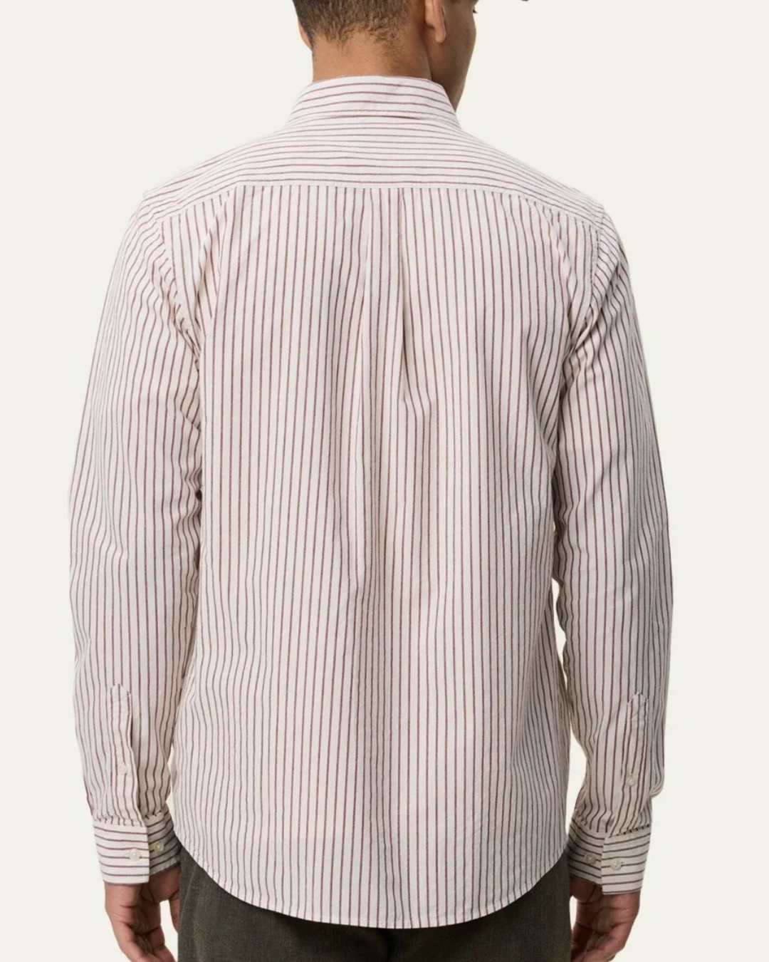 Les Deux Light Oxford Striped Shirt Chocolate Truffle Red