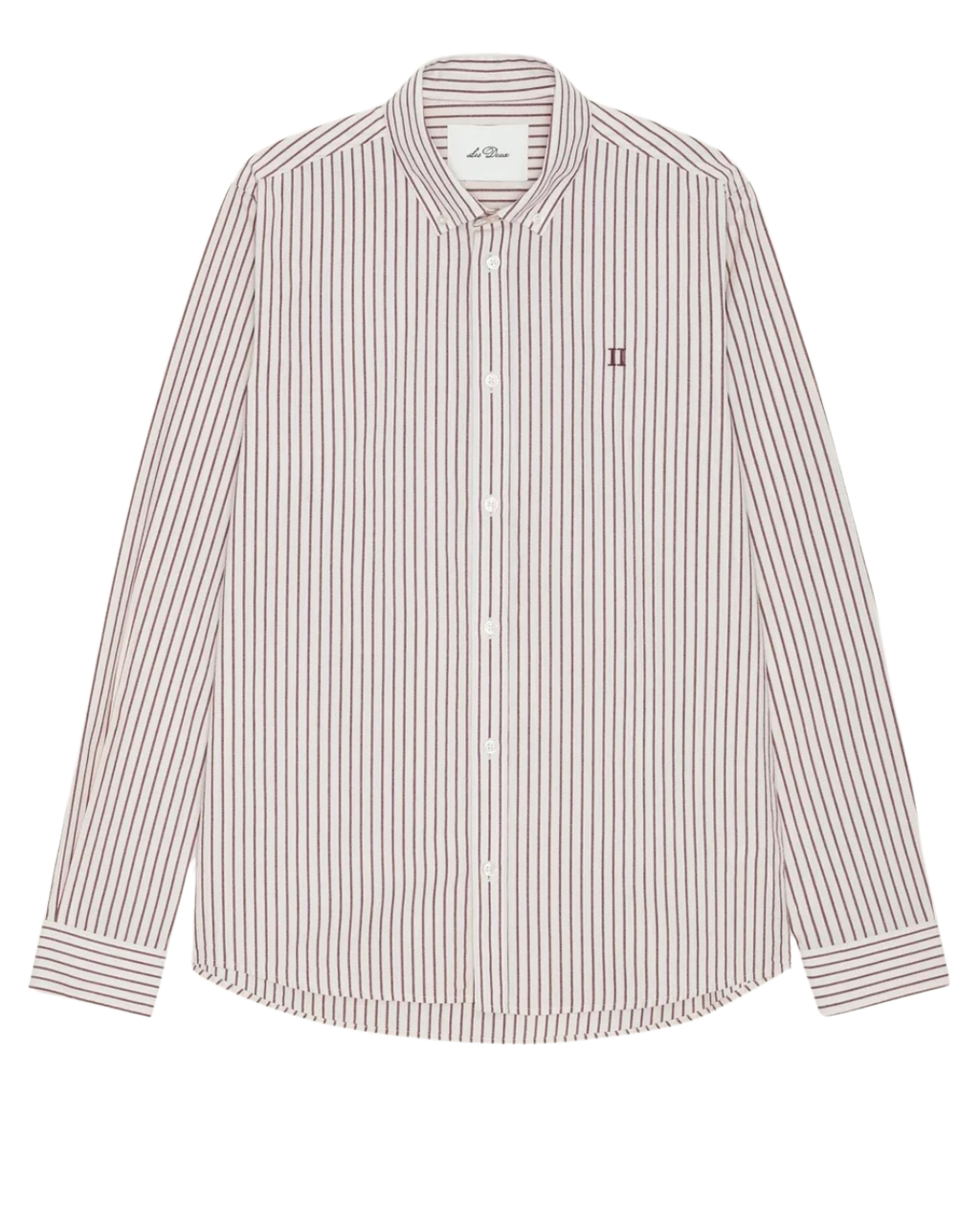Les Deux Light Oxford Striped Shirt Chocolate Truffle Red