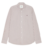 Les Deux Light Oxford Striped Shirt Chocolate Truffle Red