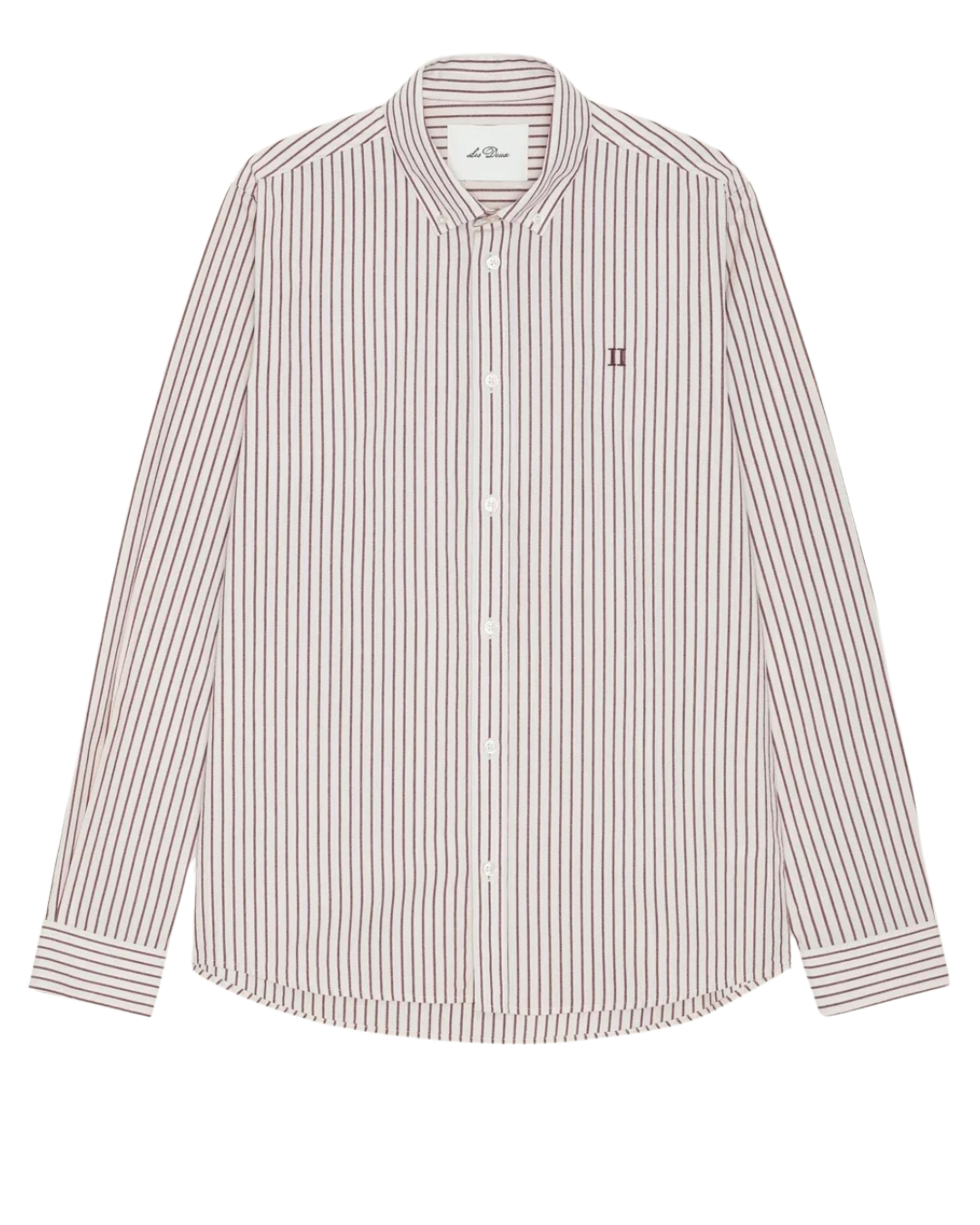 Les Deux Light Oxford Striped Shirt Chocolate Truffle Red