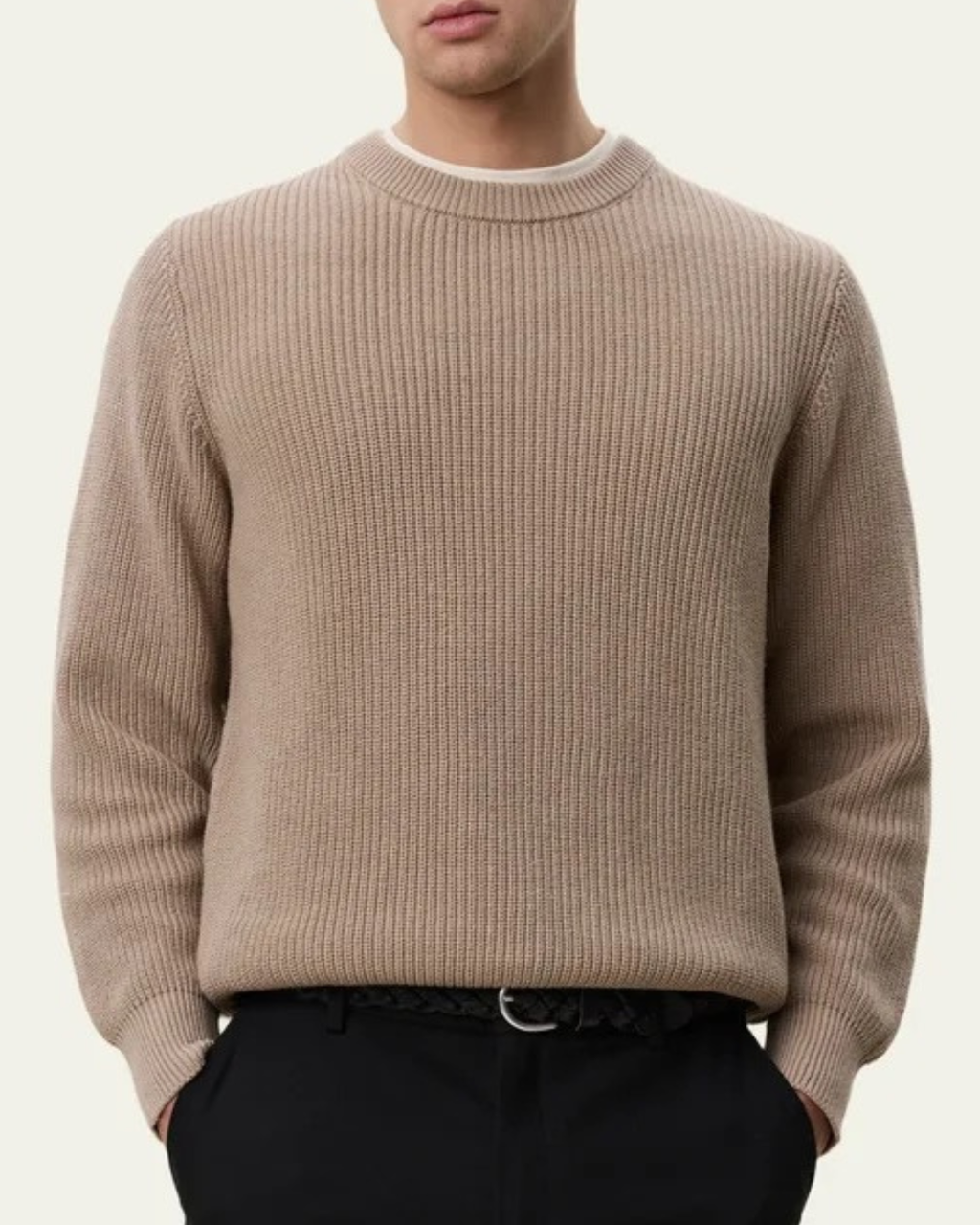 Les Deux Rib Crewneck Knit Dark Sand