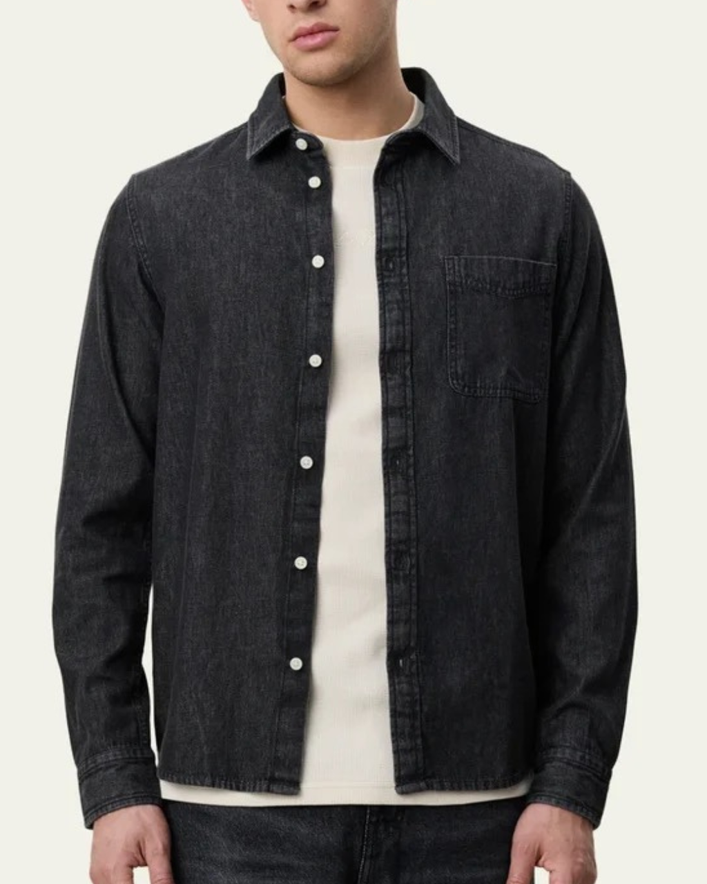 Les Deux Denim Shirt Washed Black