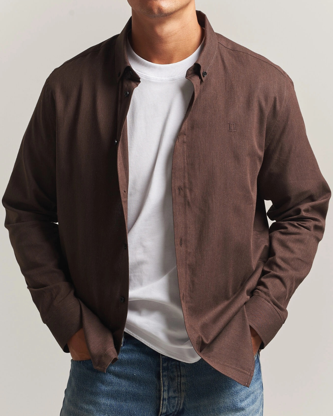 Les Deux Soft Flannel Overshirt Brown