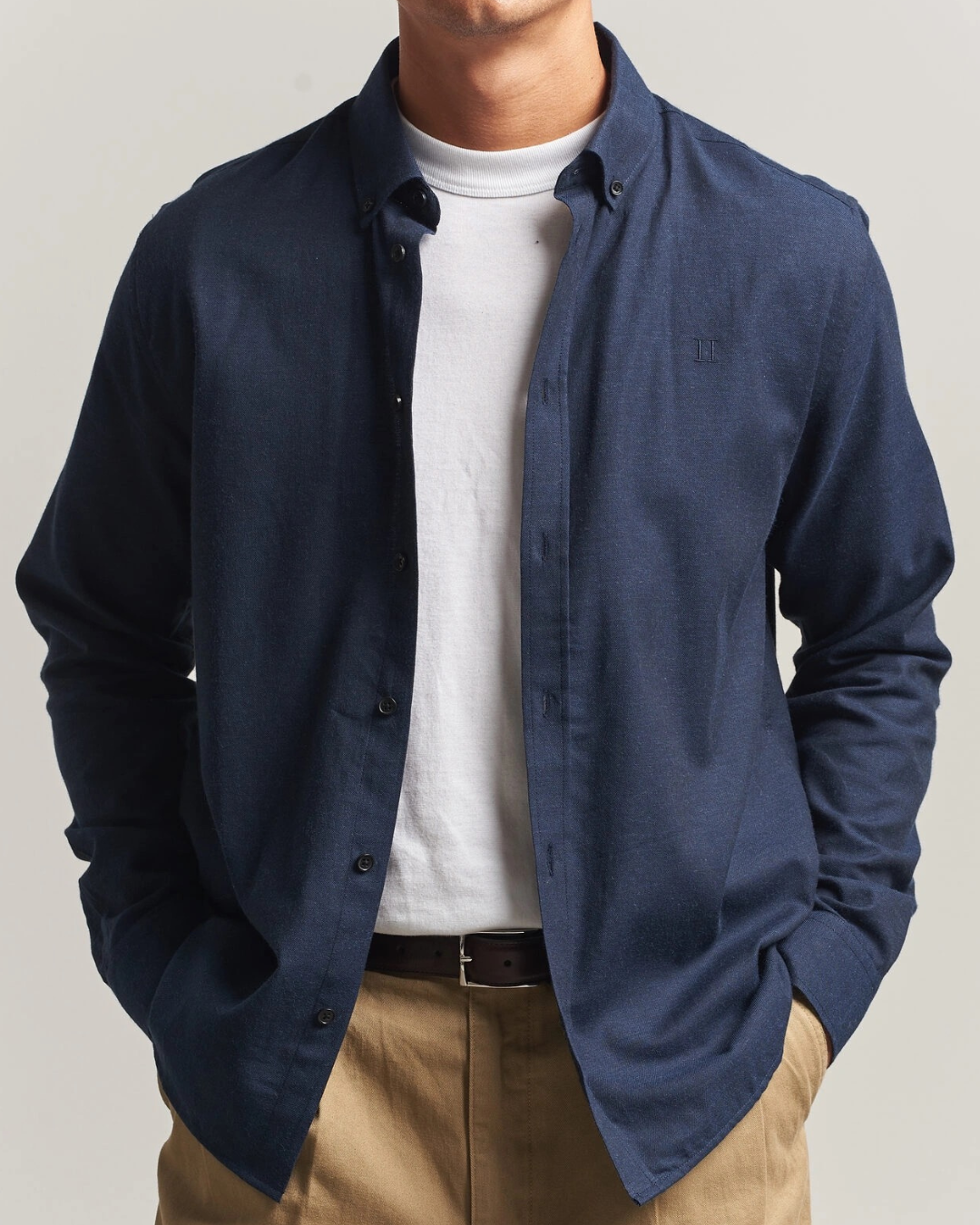 Les Deux Soft Flannel Overshirt Navy