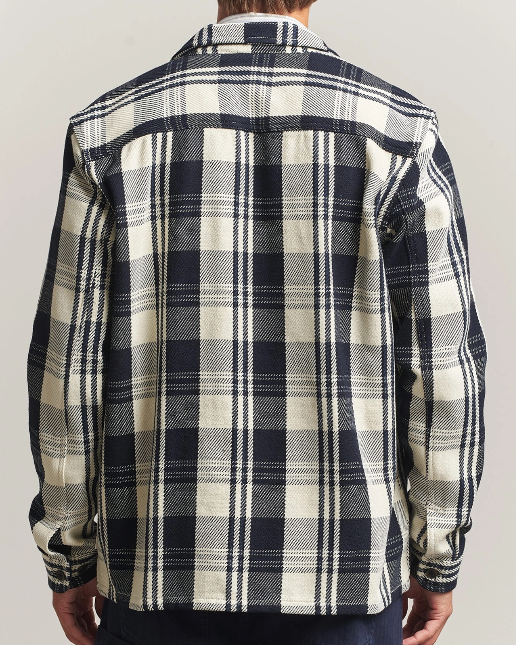 Les Deux Structured Check Overshirt Dark Navy