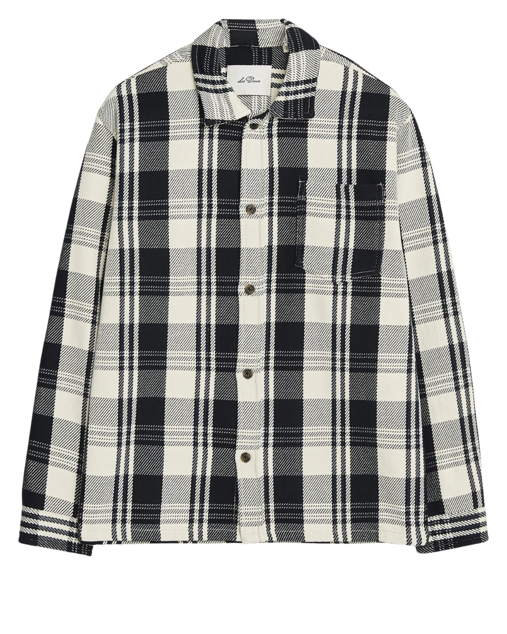 Les Deux Structured Check Overshirt Dark Navy
