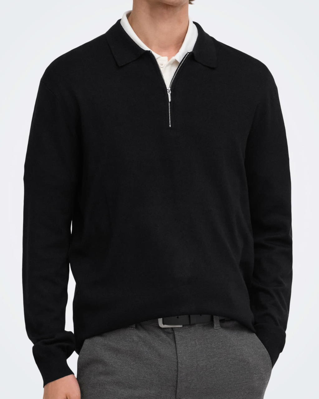 Only & Sons Onswyler Half Zip Polo Knit Black