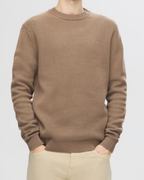 Selected Slhdane Ls Knit Structure Crew Neck Brown/Grey