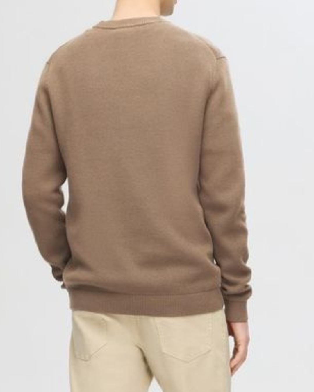 Selected Slhdane Ls Knit Structure Crew Neck Brown/Grey
