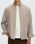 Selected Slmcole-Jay Reg Melange Ls Shirt No Beige