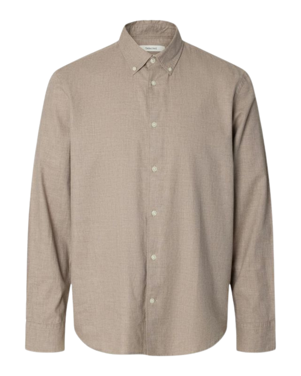 Selected Slmcole-Jay Reg Melange Ls Shirt No Beige