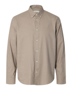 Selected Slmcole-Jay Reg Melange Ls Shirt No Beige