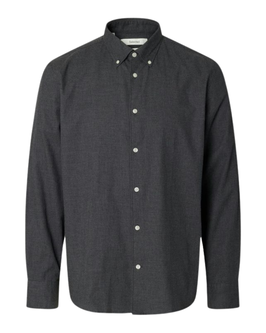 Selected Slmcole-Jay Reg Melange Ls Shirt No Dark Grey