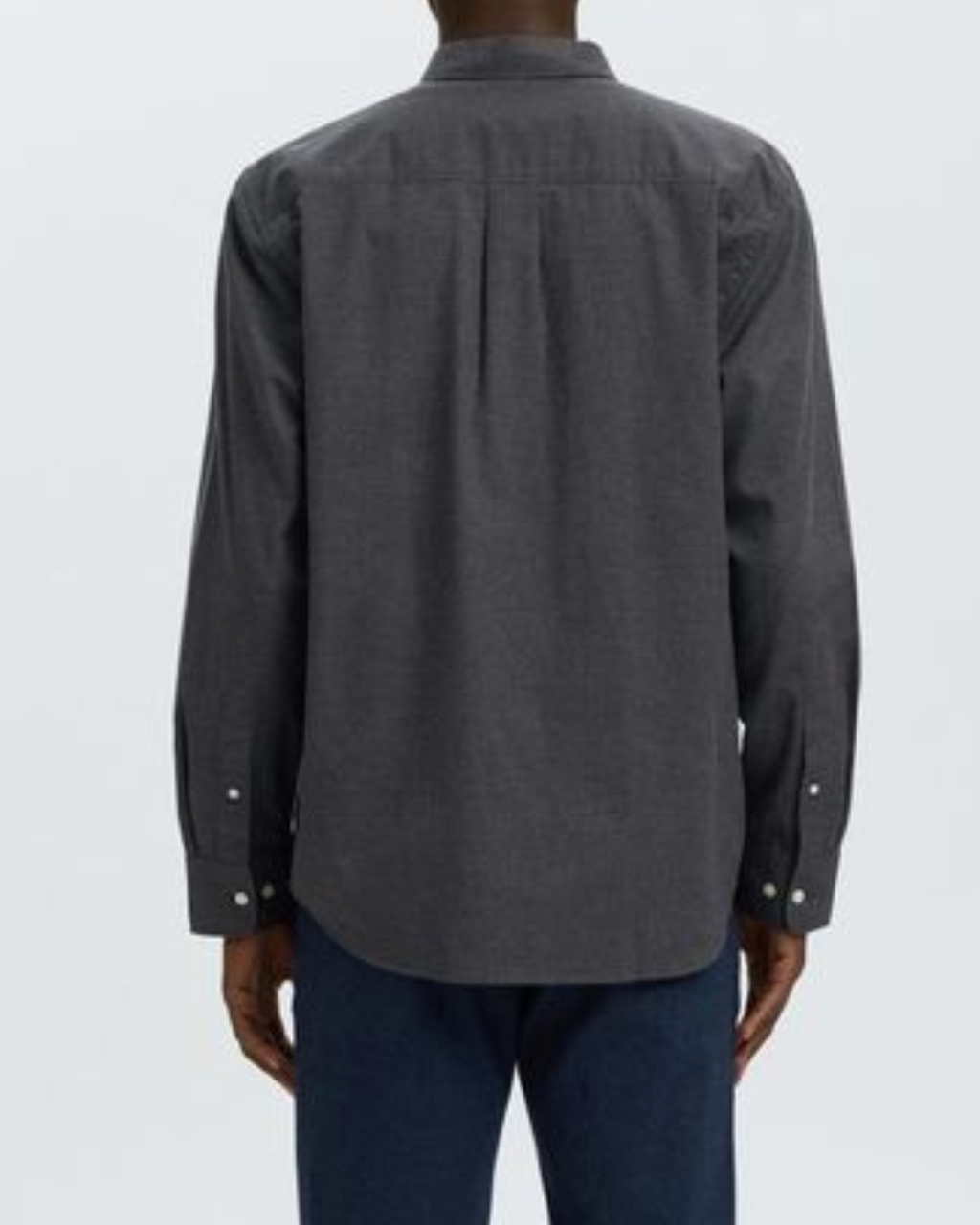 Selected Slmcole-Jay Reg Melange Ls Shirt No Dark Grey