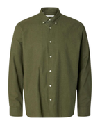 Selected Slmcole-Jay Reg Melange Ls Shirt No Olive Green