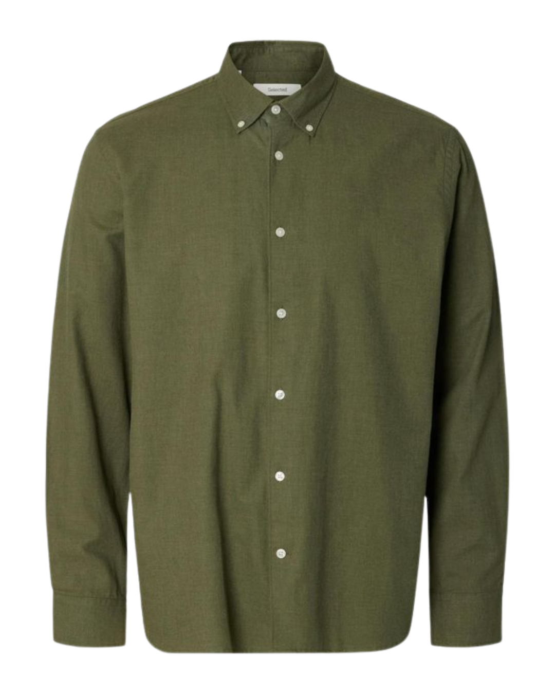 Selected Slmcole-Jay Reg Melange Ls Shirt No Olive Green