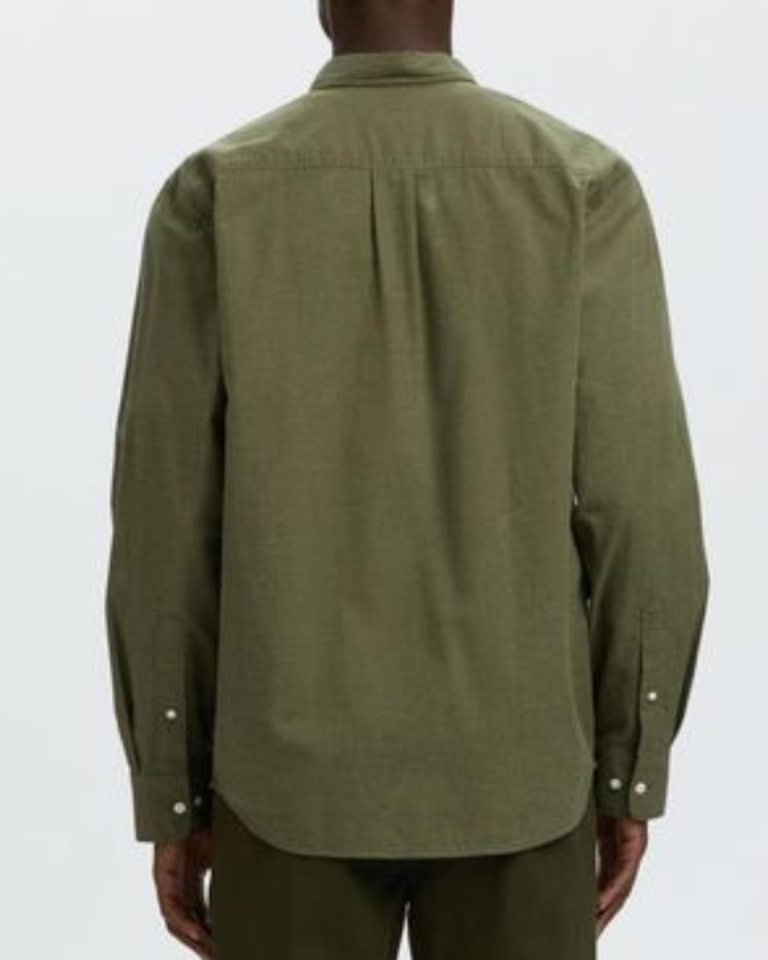 Selected Slmcole-Jay Reg Melange Ls Shirt No Olive Green