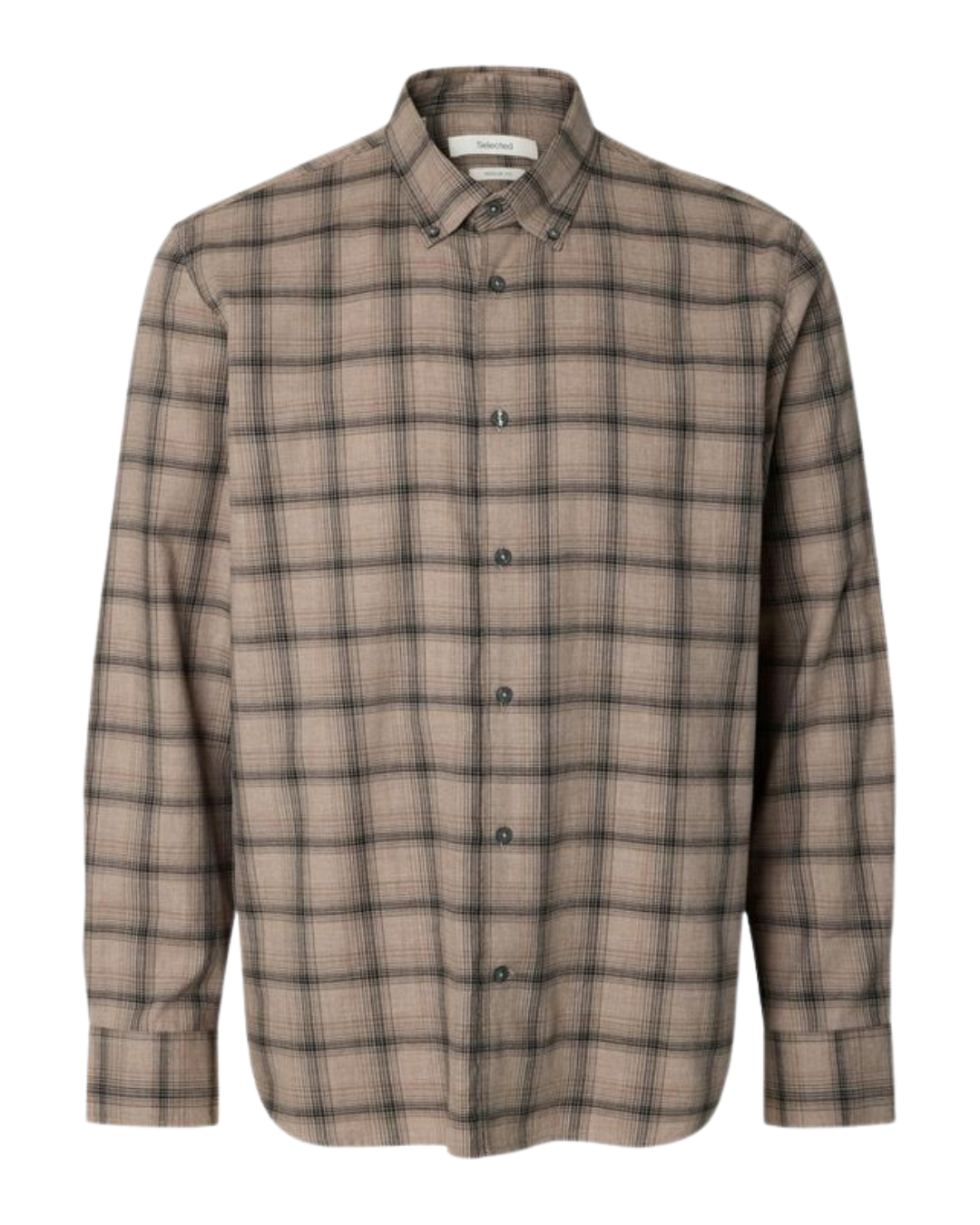 Selected Slmcole-Jay Reg Melange Ls Shirt No Brown Pattern