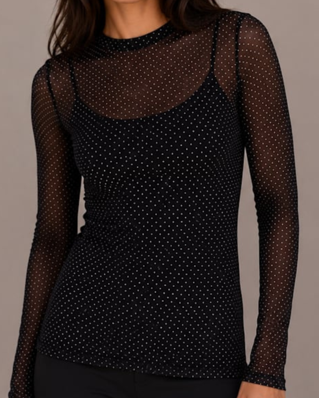Black Colour Jessie Mesh Blouse Black