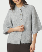 Neo Noir Benuta Fluffy Knit Cardigan Grey Melange