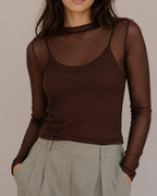 Black Colour Jessie Mesh Blouse Coffee