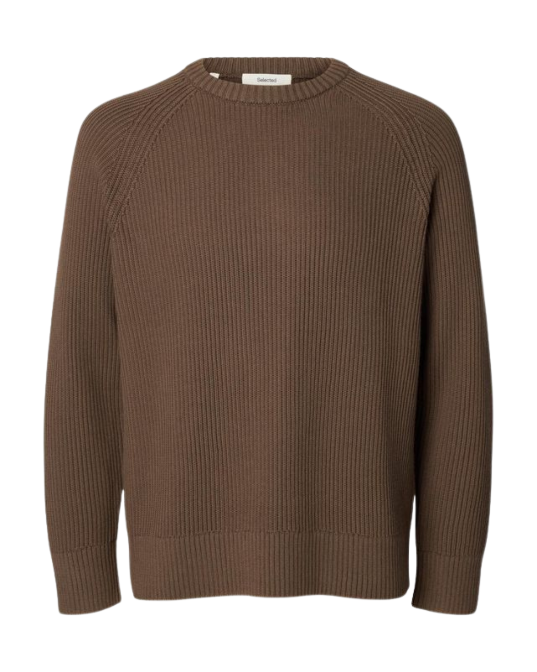 Selected Slmbraun Knit Rlx Rib Crew Neck Noo Brown