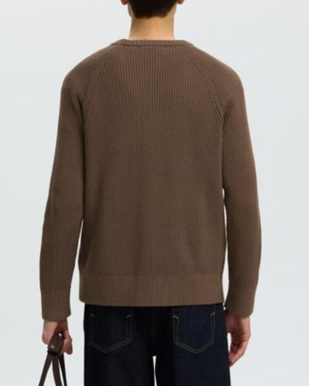 Selected Slmbraun Knit Rlx Rib Crew Neck Noo Brown