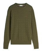Tommy Hilfiger Classic Cotton Cable Crew Neck Green