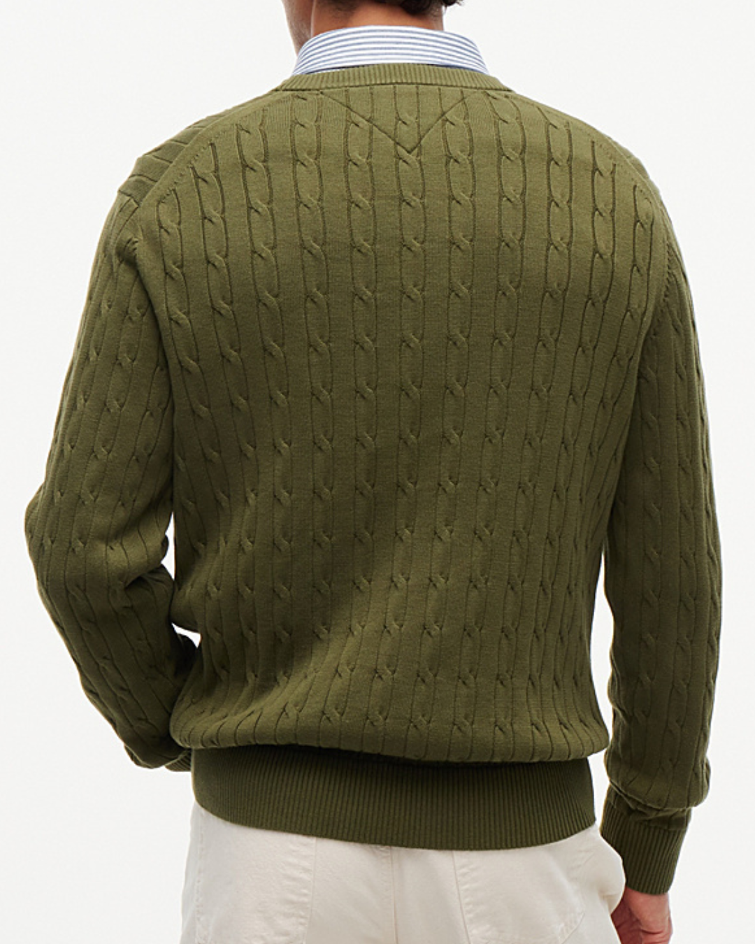 Tommy Hilfiger Classic Cotton Cable Crew Neck Green