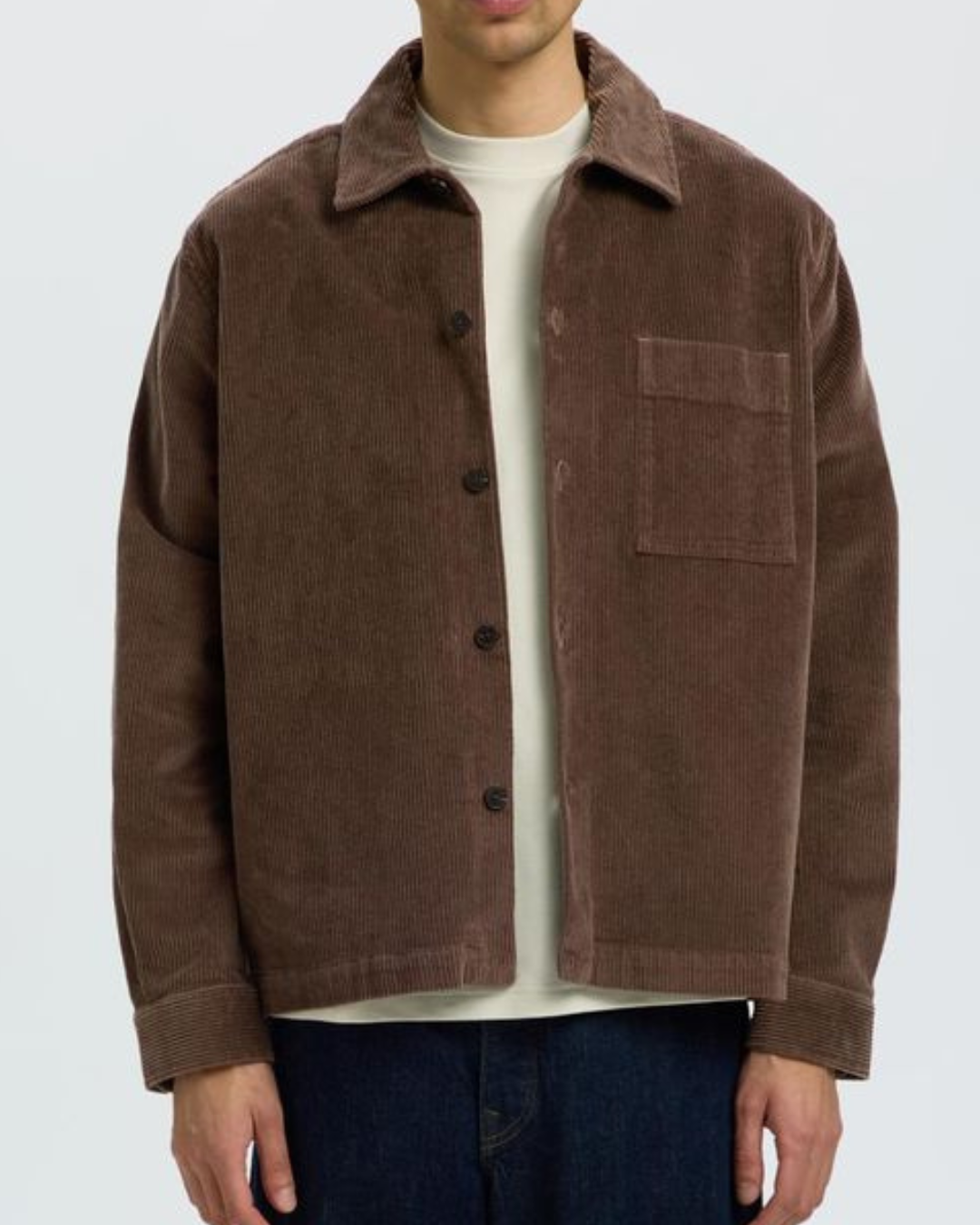 Selected Slmotto-Kris Cord Overshirt Noos Brown