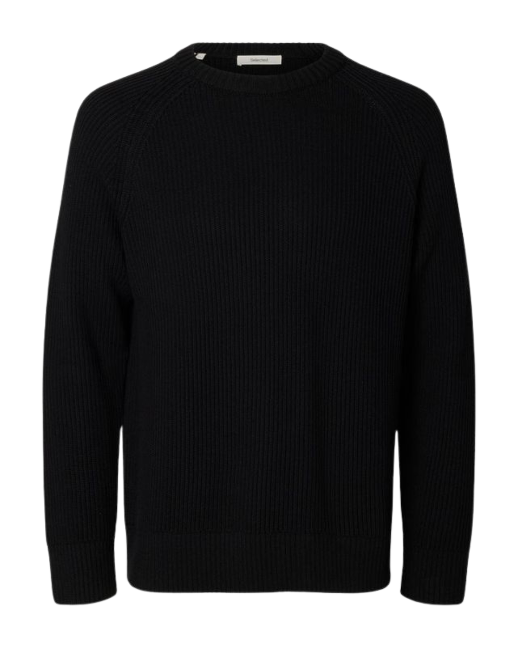 Selected Slmbraun Knit Rlx Rib Crew Neck Noo Black