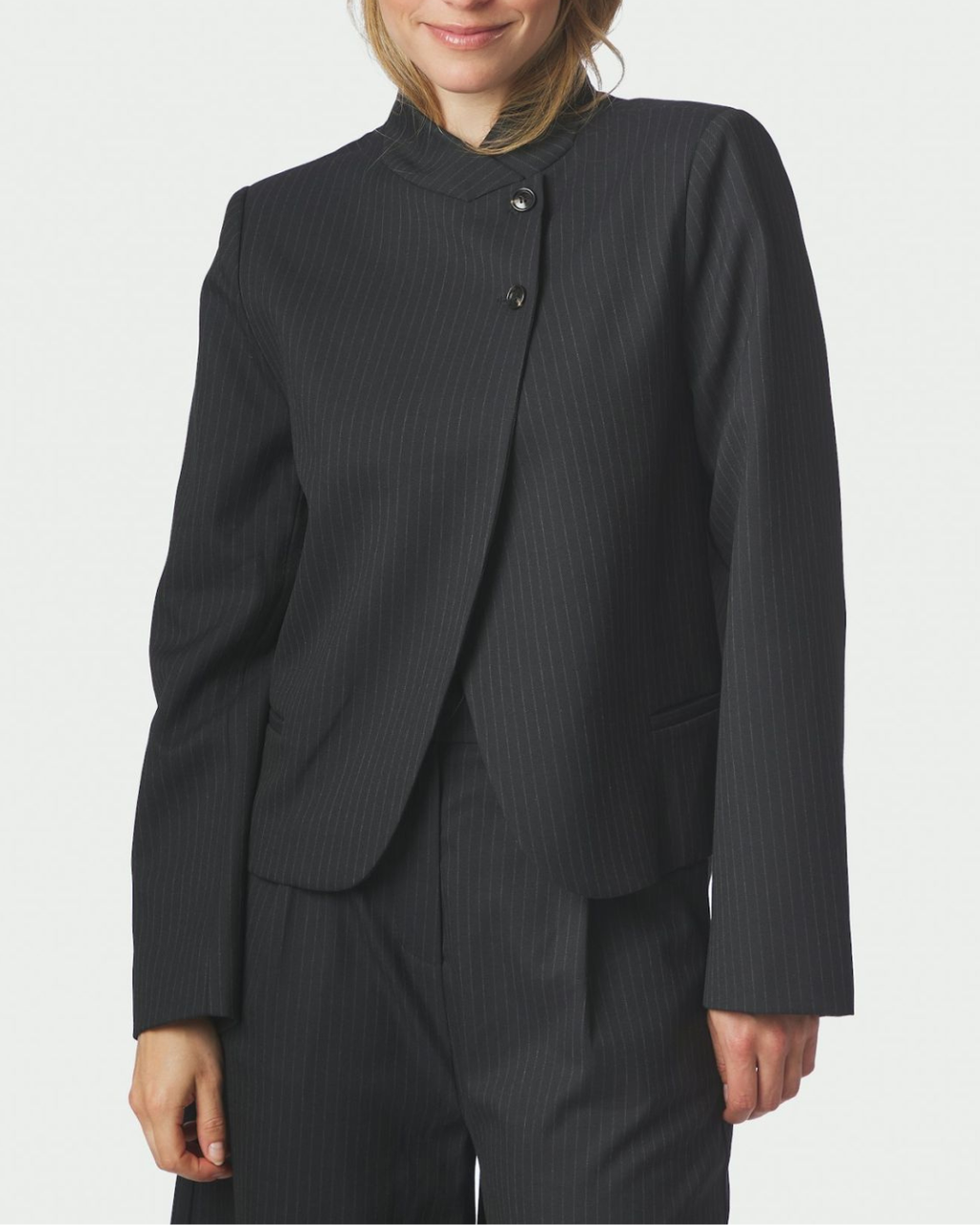 Neo Noir Tiria Slim Pinstripe Blazer Dark Navy
