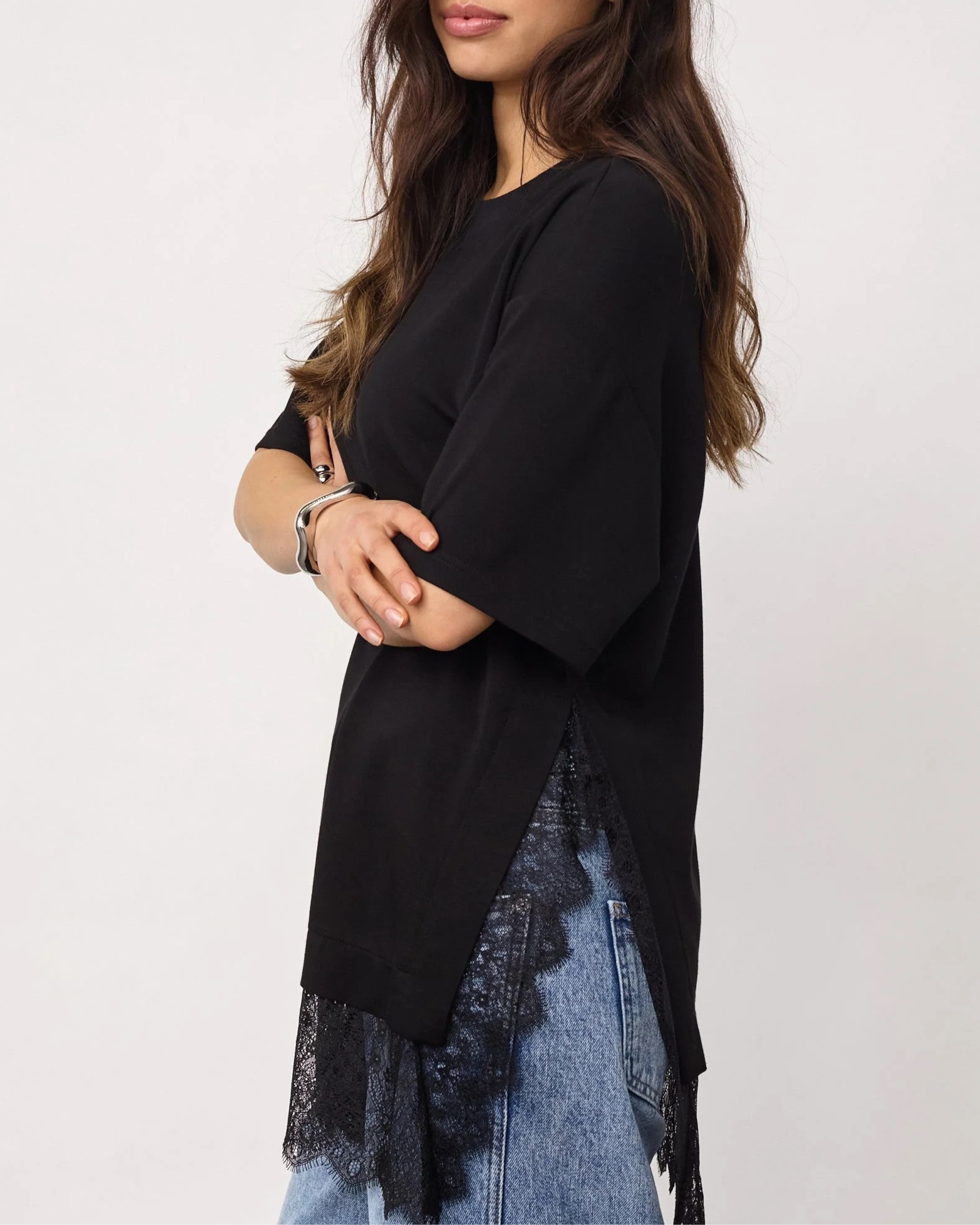 Co'Couture Larson Mix Lace Tee Black