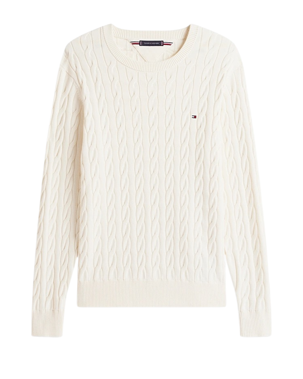 Tommy Hilfiger Classic Cotton Cable Crew Neck Beige