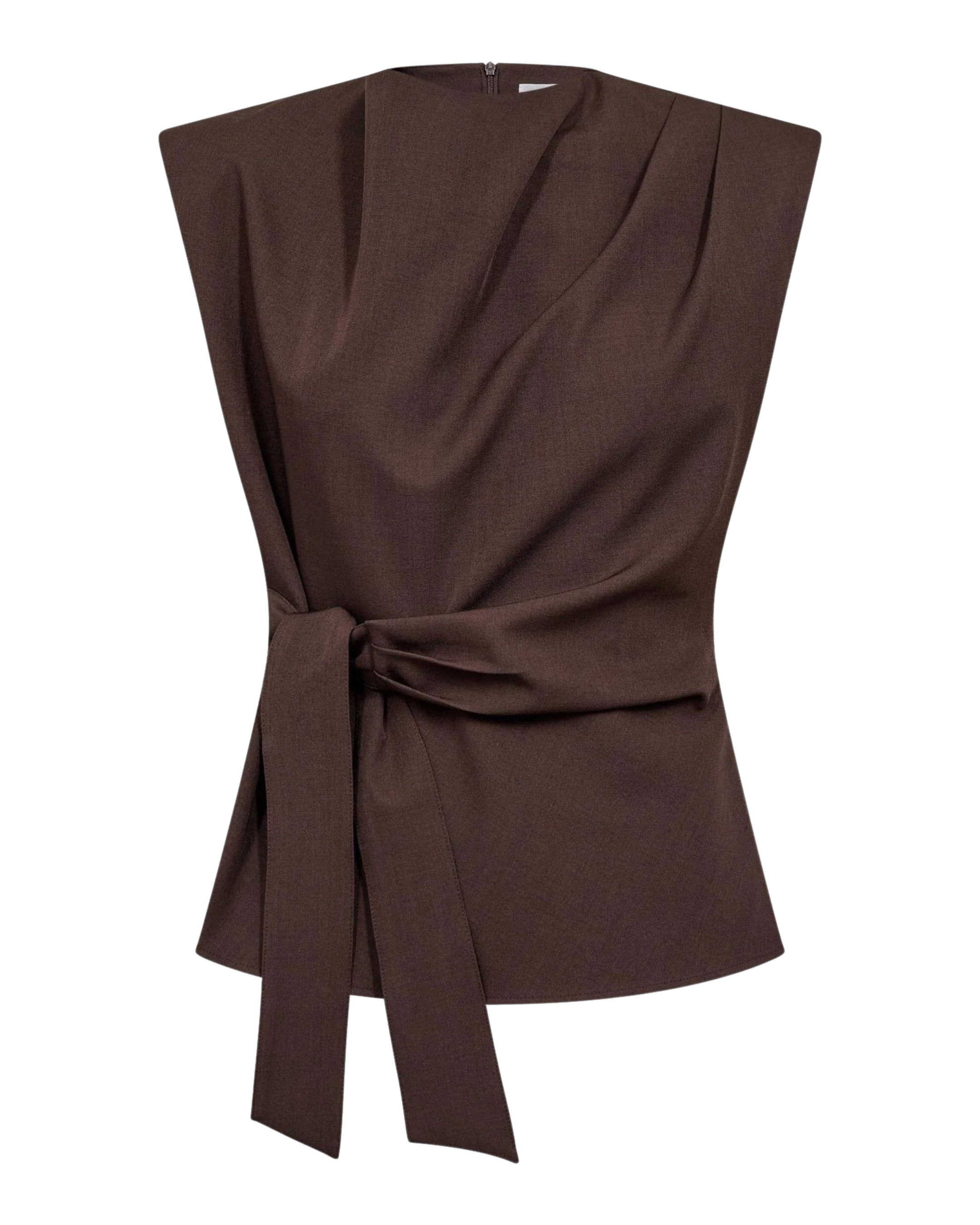 Co'Couture Luna Pleat Top Dark Brown