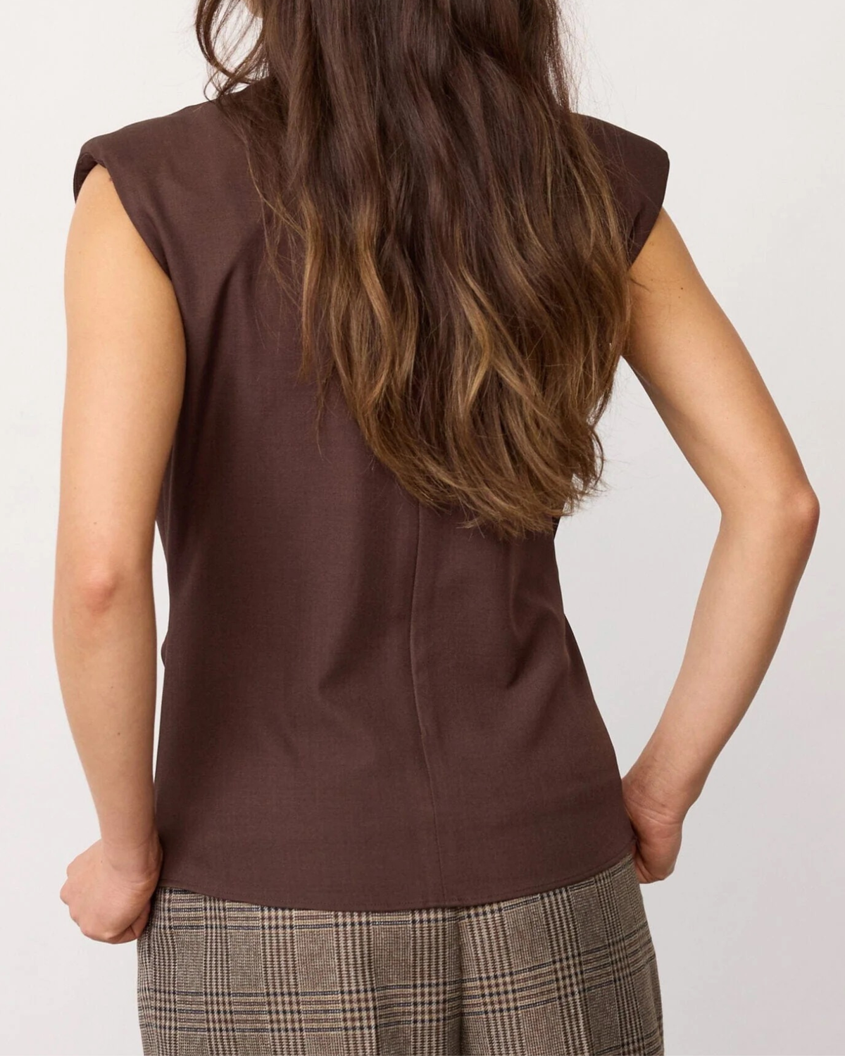 Co'Couture Luna Pleat Top Dark Brown