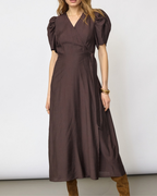 Co'Couture Hera SS Wrap Dress Dark Brown