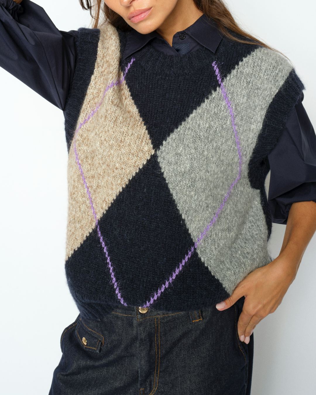 Mos Mosh Jennine Knit Vest Salute Navy