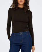 Fransiska Life L/S High Neck Top Black Coffee
