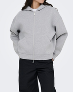 Sabrina L/S Scuba Zip Hoodie Grey Melange