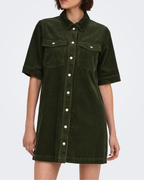 JDY Shiraz S/S Button Dress Forest Night